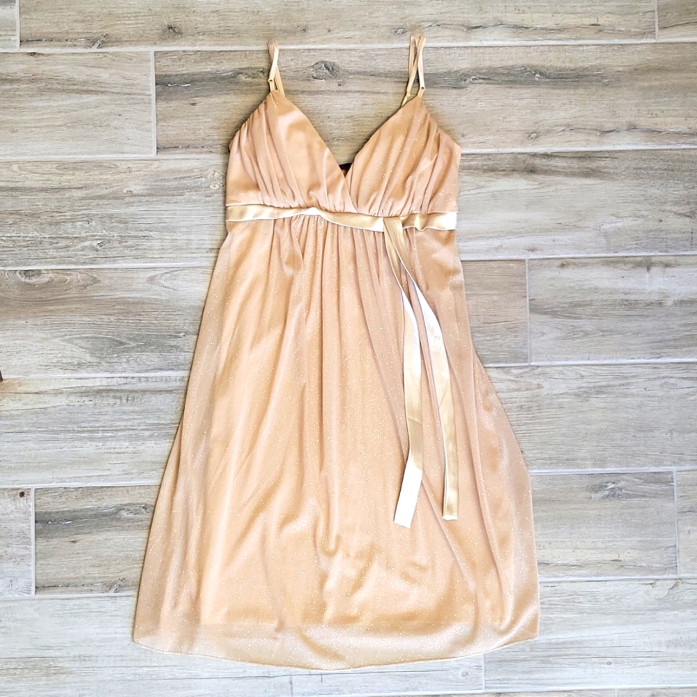 FirstKiss Gold GLITTER Babydoll dress Size Medium